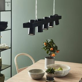 Markslöjd Závesná lampa Torino, čierna, Obývacia izba / jedáleň, kov, GU10, 7W, P: 102 cm, L: 8 cm