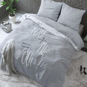 DomTextilu Svetlo sivé bavlnené posteľné obliečky láska 160 x 200 cm 20797
