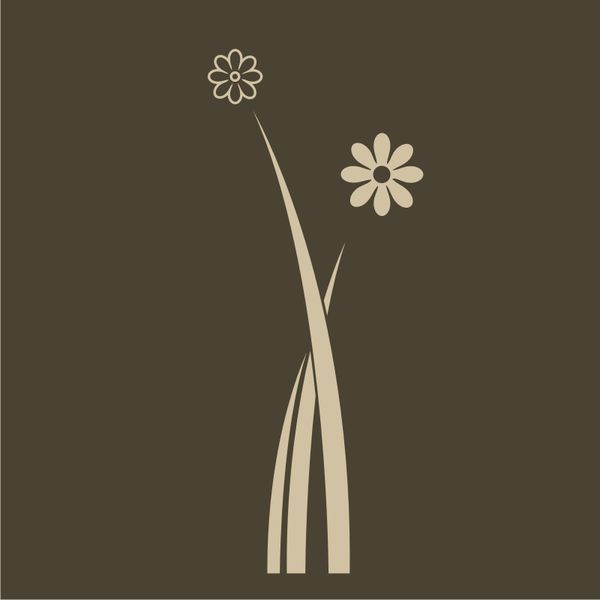 Pieris design Kvety s listami - nálepka na stenu teplá sivá