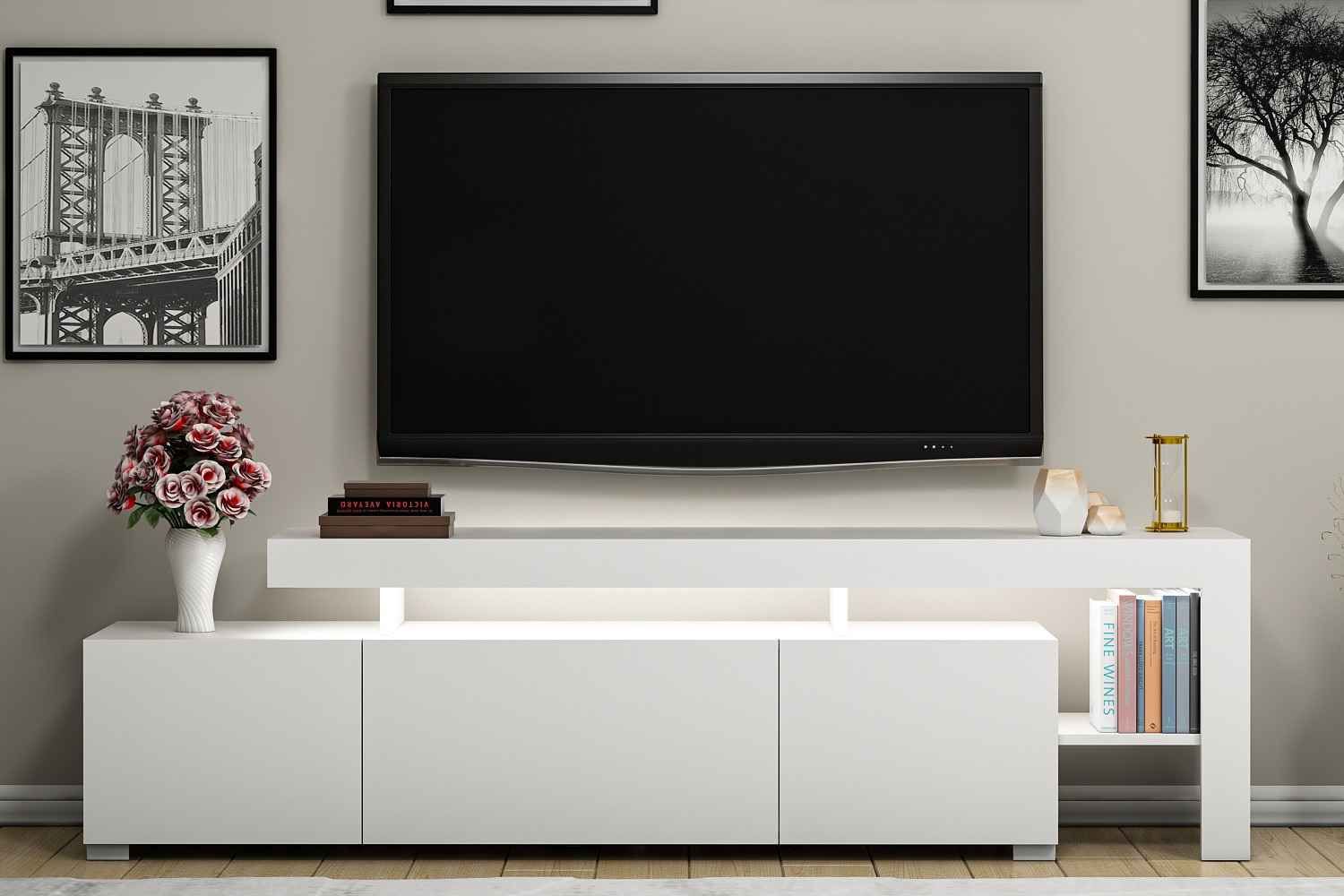 Sofahouse Dizajnový TV stolík Calissa 192 cm biely