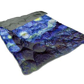 Prešívaná hrejivá deka Vincent van Gogh - HVIEZDNA OBLOHA Dark grey