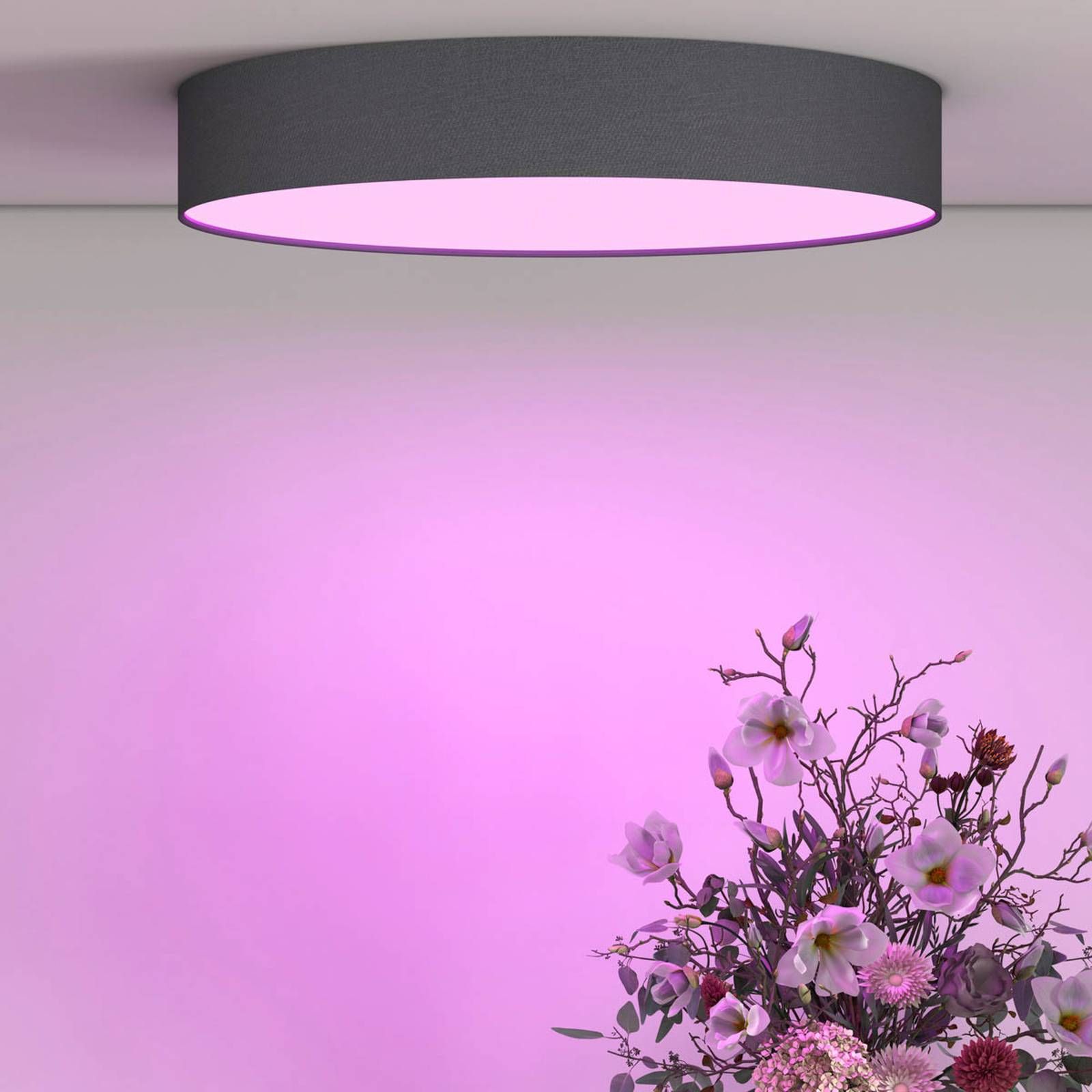 Calex Smart Fabric stropné LED svetlo, 40 cm, Obývacia izba / jedáleň, plast, textil, 24W, Energialuokka: F, K: 6.5cm