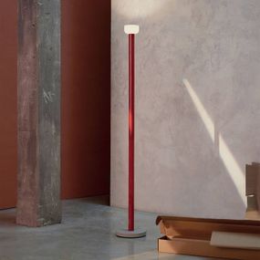 FLOS Bellhop stojaca LED lampa, červená, Obývacia izba / jedáleň, hliník, sklo, cement, 26W, K: 178cm