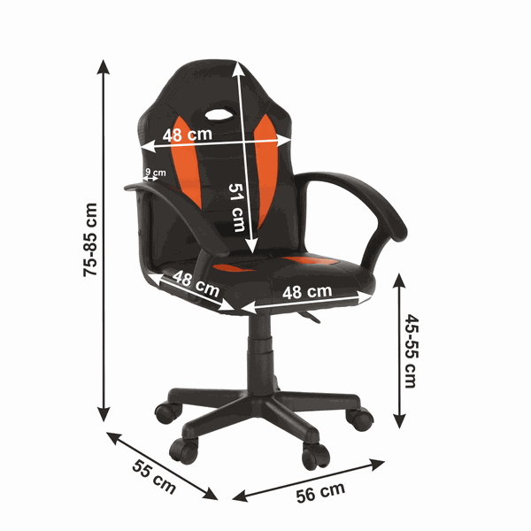 Kancelárske kreslo, ekokoža čierna/oranžová, MADAN NEW