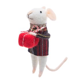 sass & belle Plstená vianočná ozdoba Tartan Mouse