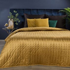 DomTextilu Luxusný zlato žltý zamatový prehoz na posteĺ Šírka: 170 cm | Dĺžka: 210 cm 40665-185723