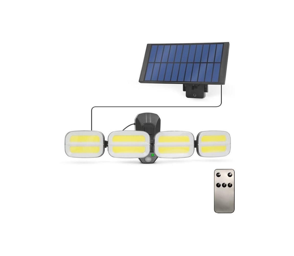 LED Solárny reflektor so senzorom 4xLED/2,5W/6V IP65 + diaľkové ovládanie