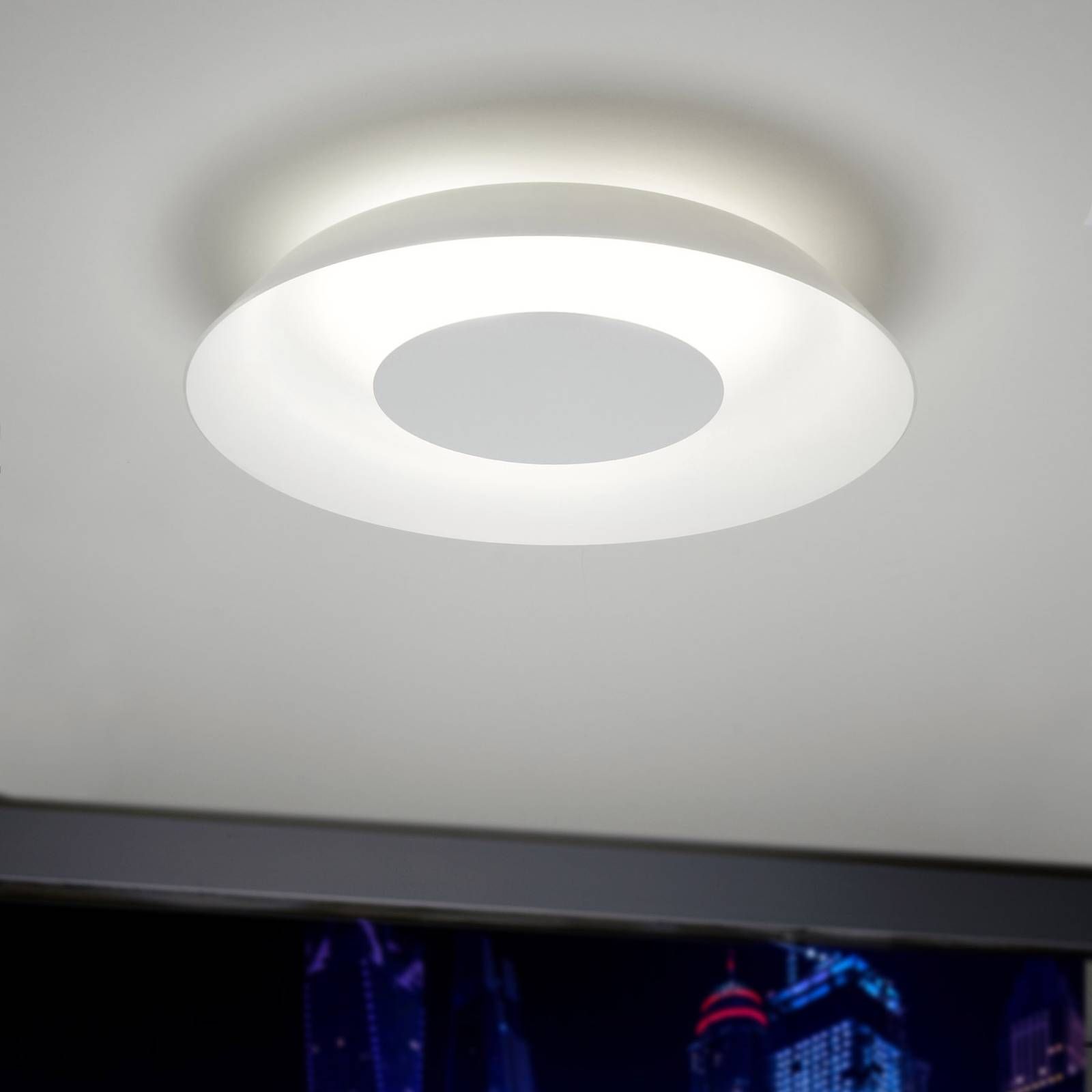 Casablanca Torno stropné LED svietidlo Ø 50 cm, Obývacia izba / jedáleň, sklo, hliník, 30W, K: 9cm