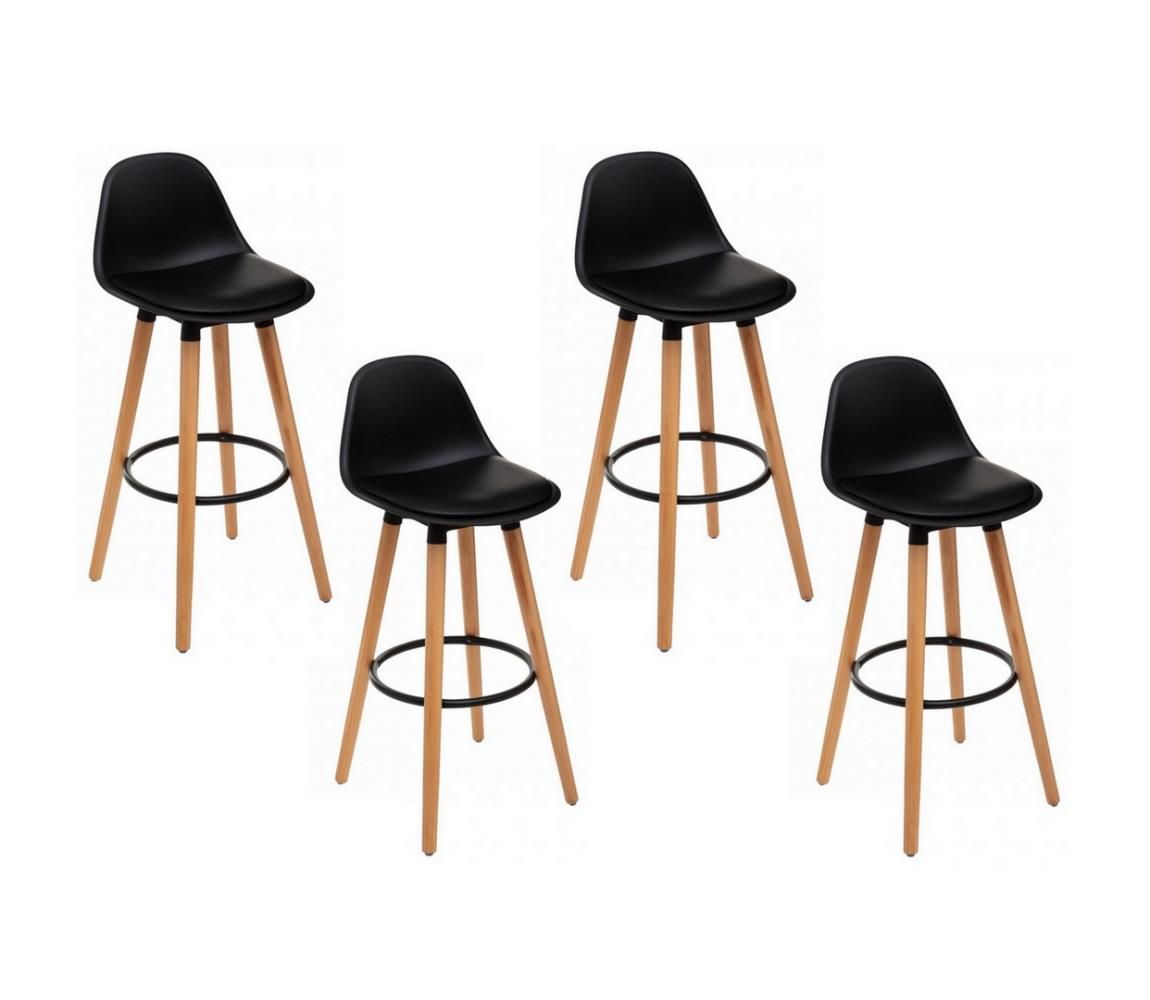 SADA 4x Barová stolička MAXON buk/čierna