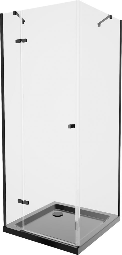MEXEN/S - Roma sprchovací kút 90x90 cm, transparent, čierna + čierna vanička so sifónom 854-090-090-70-00-4070B