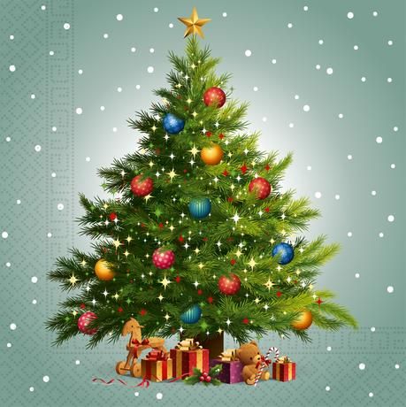 PROCOS Vianočné papierové obrúsky 33x33cm 3vrstvové stromček