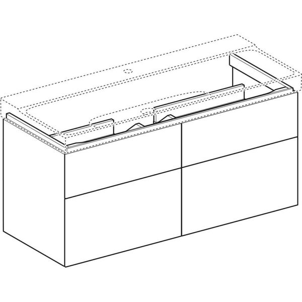 Geberit Xeno 2 - Skrinka pod umývadlo 1200 mm s LED svietidlom, 4 zásuvky, lesklá biela 500.518.01.1