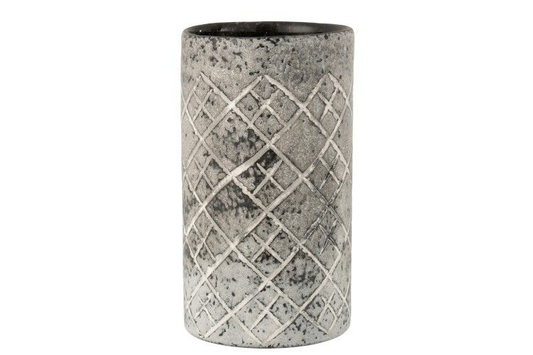 Šedá sklenená váza Checkered  - Ø14 * 25 cm