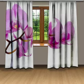 Závesy Ružová orchidea (Rozmer: 140x250, Materiál: Interlock)