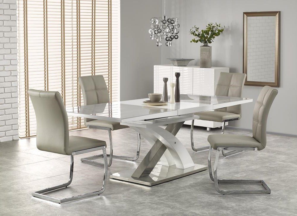 Halmar Jedálenský stôl SANDOR 2, sivé sklo/biela