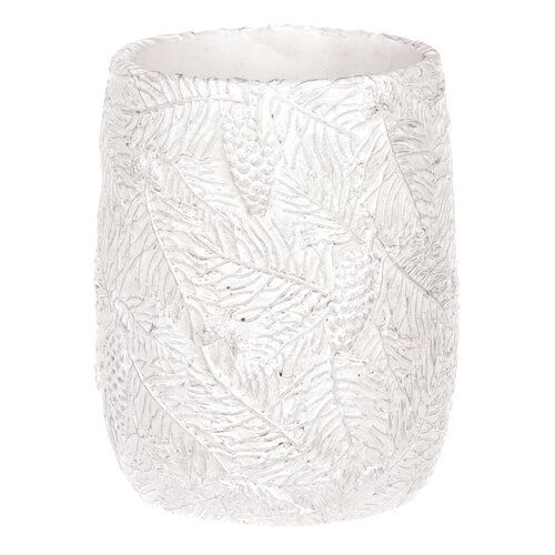 Váza betónová - motív ihličia, bielo-strieborné.