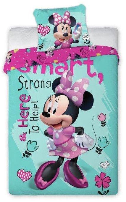 DomTextilu Krásne posteľné obliečky Smart Minnie 2 časti: 1ks 160 cmx200 + 1ks 70 cmx80 Tyrkysová 140x200 cm 25122-149008