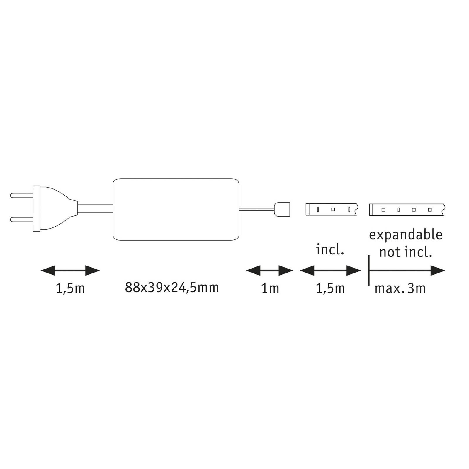 Paulmann MaxLED 500 basis IP20 denné svetlo 1, 5 m, Spálňa, kov, plast, 8.5W, P: 150 cm, L: 1.25 cm, K: 0.3cm