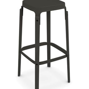 MAGIS - Nízka barová stolička STEELWOOD STOOL - antracit