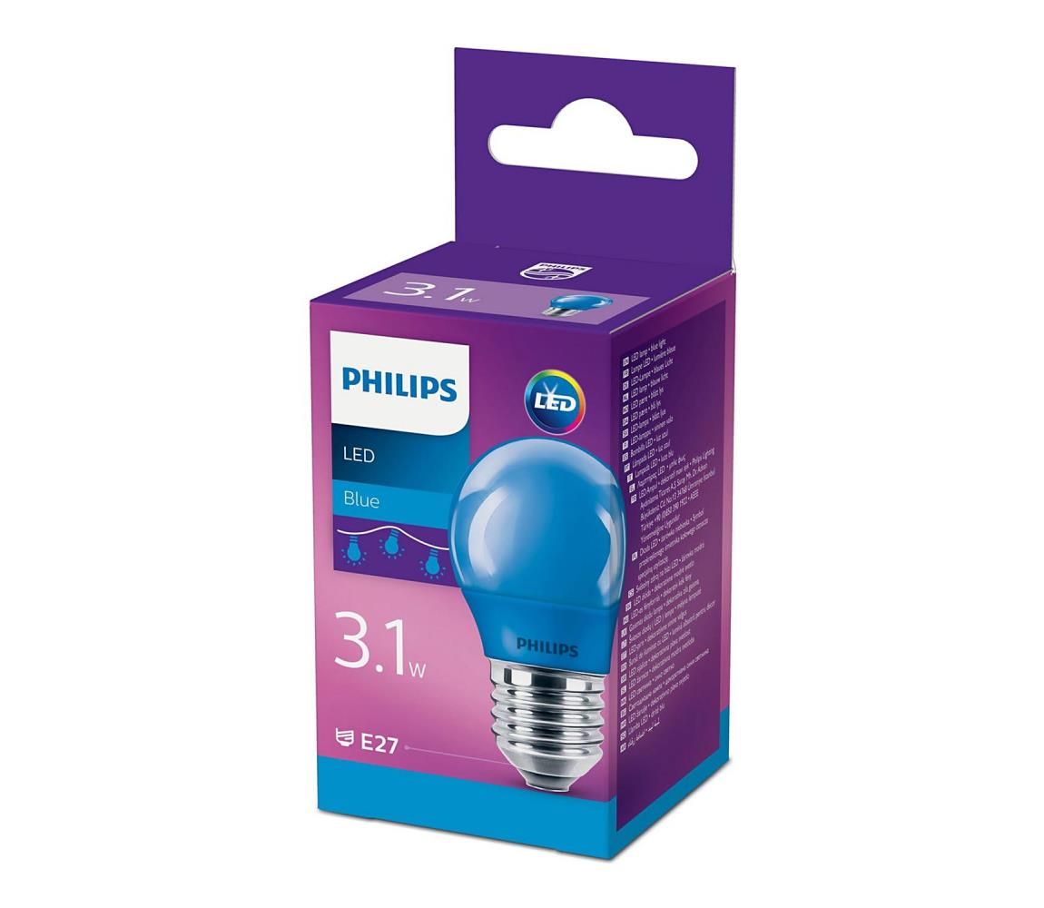 LED Žiarovka  Philips P45 E27/3,1W/230V modrá