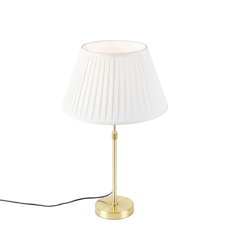 Stolová lampa zlatá / mosadz s nariaseným odtieňom krémová 35 cm - Parte