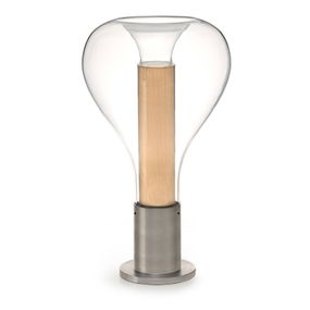 LZF LamPS Eris stolná LED lampa sklo hliník/buk, Obývacia izba / jedáleň, drevená dyha, sklo, kov, GU10, 7W, K: 40cm