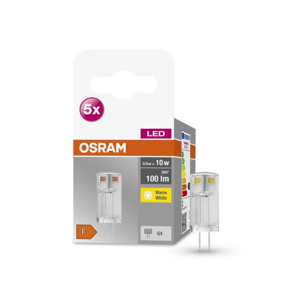 OSRAM Base PIN LED s kolíkom G4 0, 9 W 100 lm 5 ks, plast, G4, 0.9W, Energialuokka: F, P: 3.3 cm