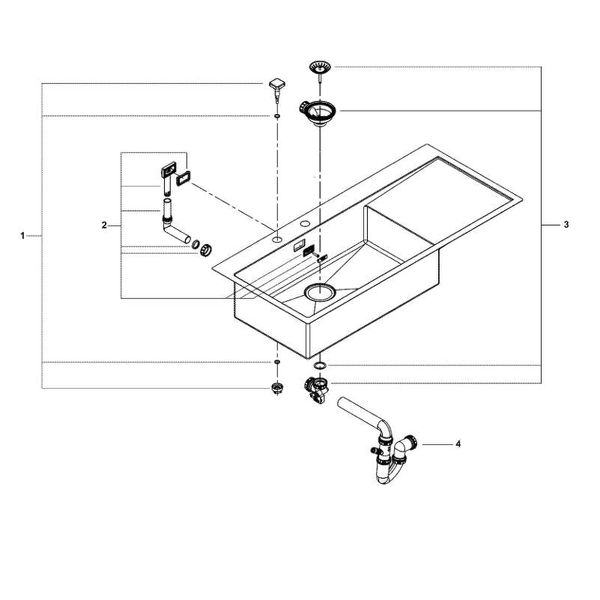 Grohe Drezy - Drez K1000 s automatickým odtokom, 1160x520 mm, kefovaná nerezová 31581SD1