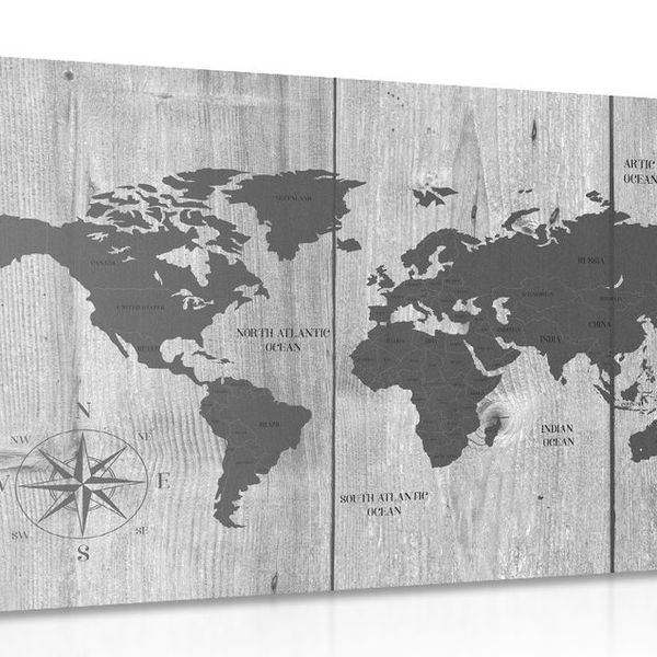 Obraz šedá mapa na drevenom pozadí - 60x40