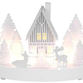 Dekorácia MagicHome Vianoce, Horáreň, 6x LED, MDF, 2xAAA, 25x12x28 cm