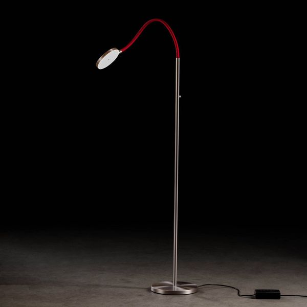 Holtkötter Flex S stojaca LED hliník matný/červená, Obývacia izba / jedáleň, hliník, plast, 19W, K: 153cm