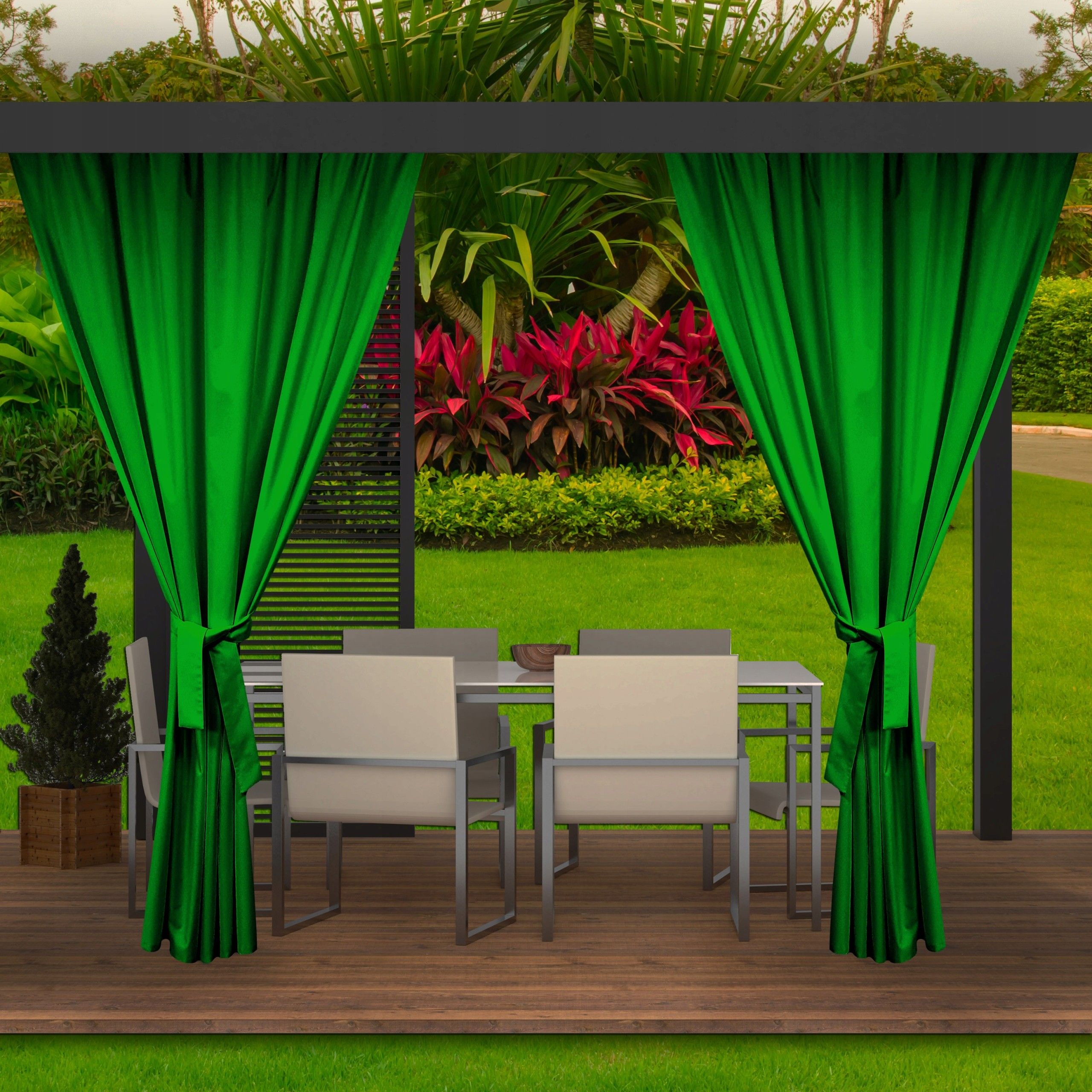 Unikátne výrazne zelené závesy do záhradných terás a altánkov 155 x 240 cm