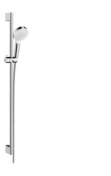 Hansgrohe Crometta - Sprchová súprava 100, EcoSmart 9 l/min, sprchová tyč 900 mm, biela/chróm 26539400