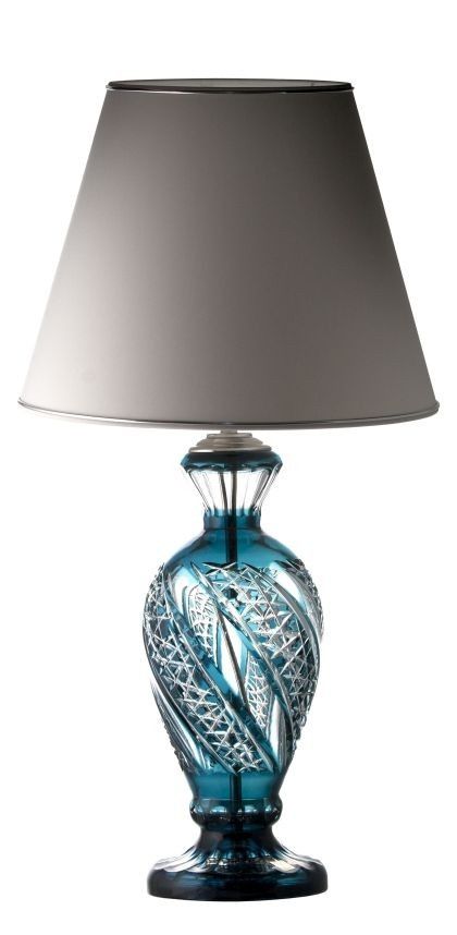 Krištáľová lamp. noha Galaxy, farba azúrová, výška 390 mm