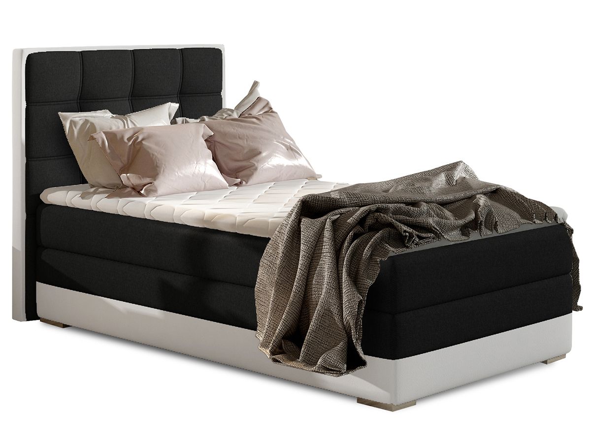 Čalúnená jednolôžková posteľ Alessandra 90 P - čierna / biela