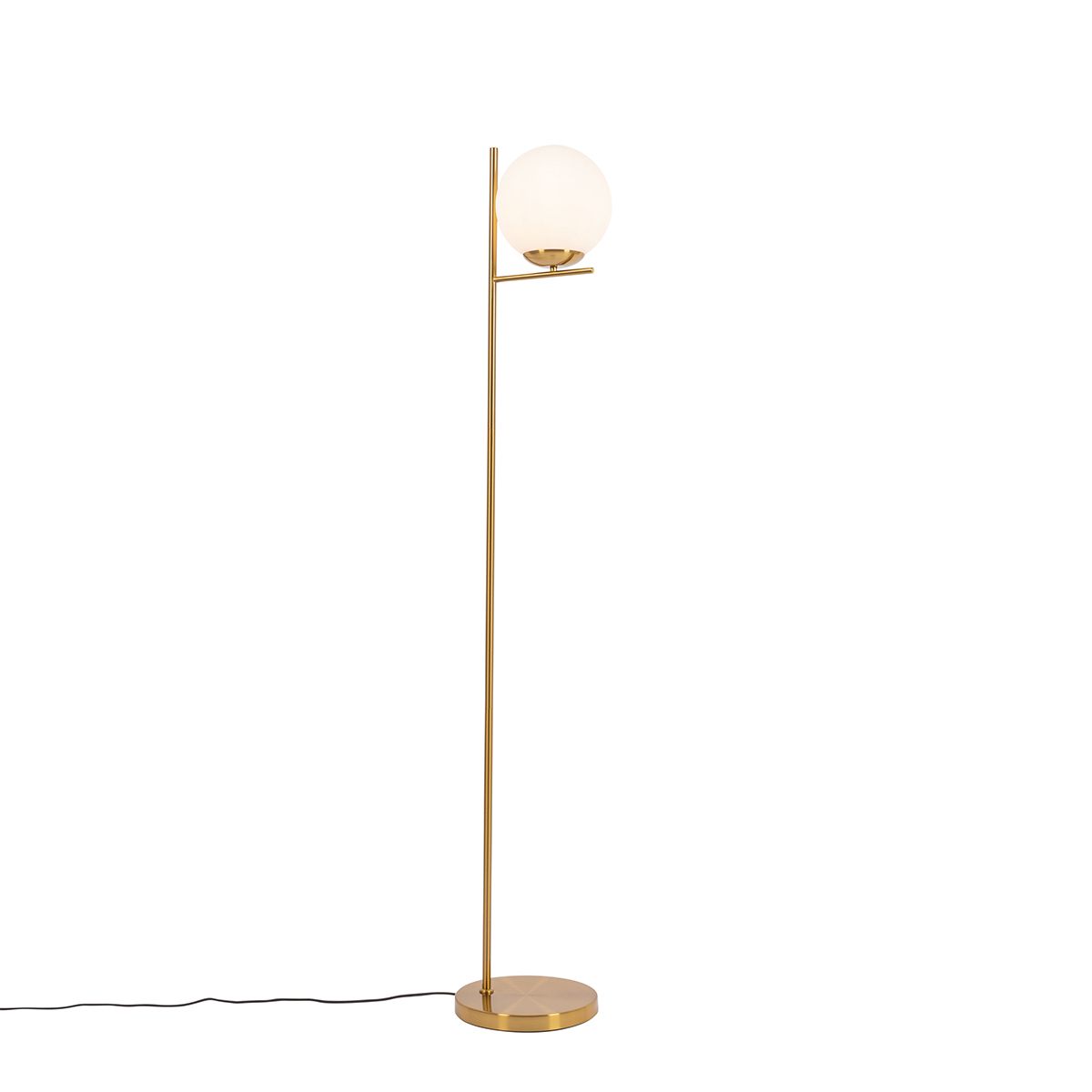 Stojacia lampa Art Deco zlatá s opálovým sklom - Flore