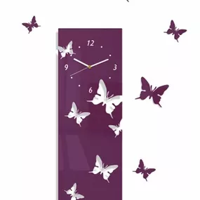 DomTextilu Nástenné nalepovacie hodiny s motívom motýľov 7903-21418