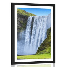 Plagát s paspartou ikonický vodopád na Islande - 30x45 black