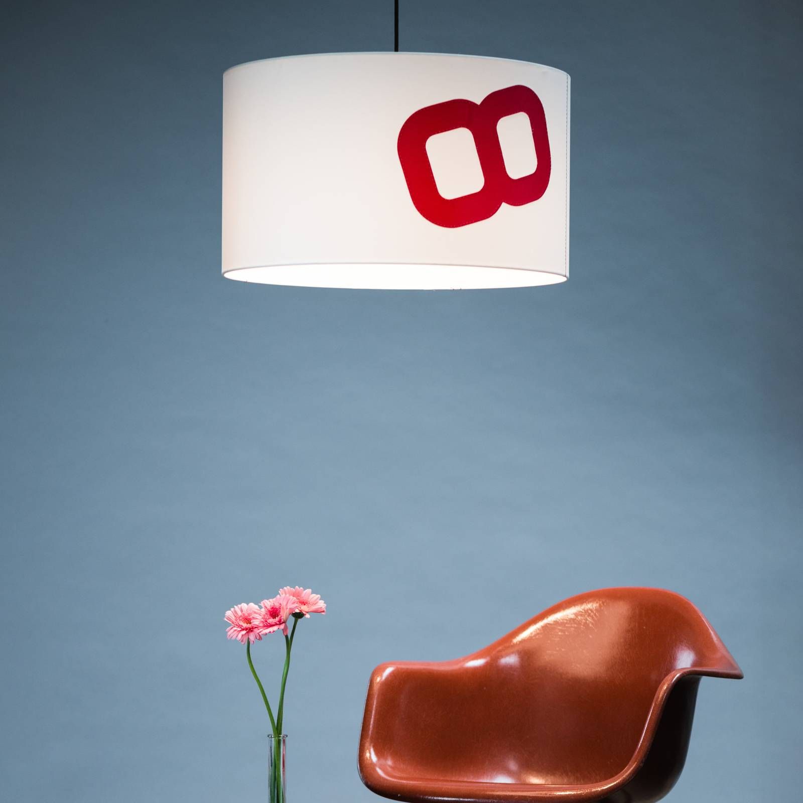 lumbono Závesná lampa Heimathafen 60 cm biela/červená, Obývacia izba / jedáleň, plachtovina, oceľový plech, železný drôt, E27, 60W, K: 30cm