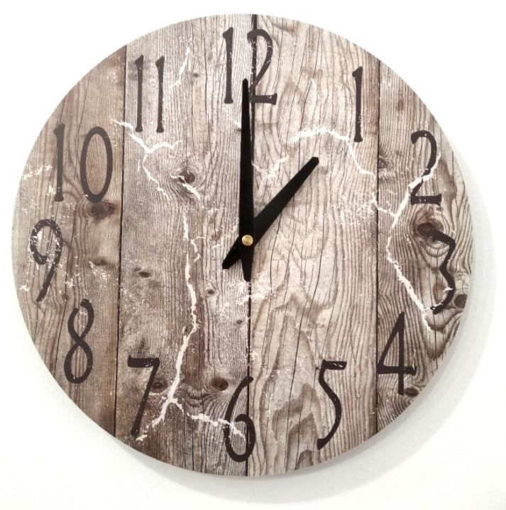 Metal Dekor nástenné hodiny Wood, priemer 30 cm