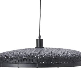 Čierne ratanové svetlo Paloma s výpletom - Ø 60*9cm / E27