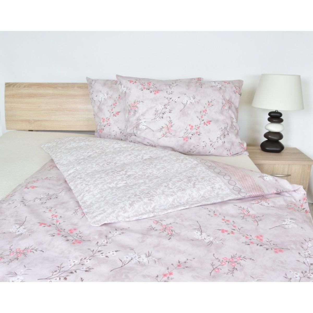 Súprava 2+2 posteľnej bavlnenej obliečky, Ružové a biele kvety
