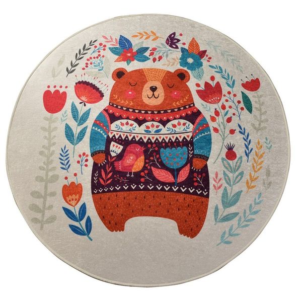 Detský okrúhly koberec Sweet Bear 140 cm viacfarebný