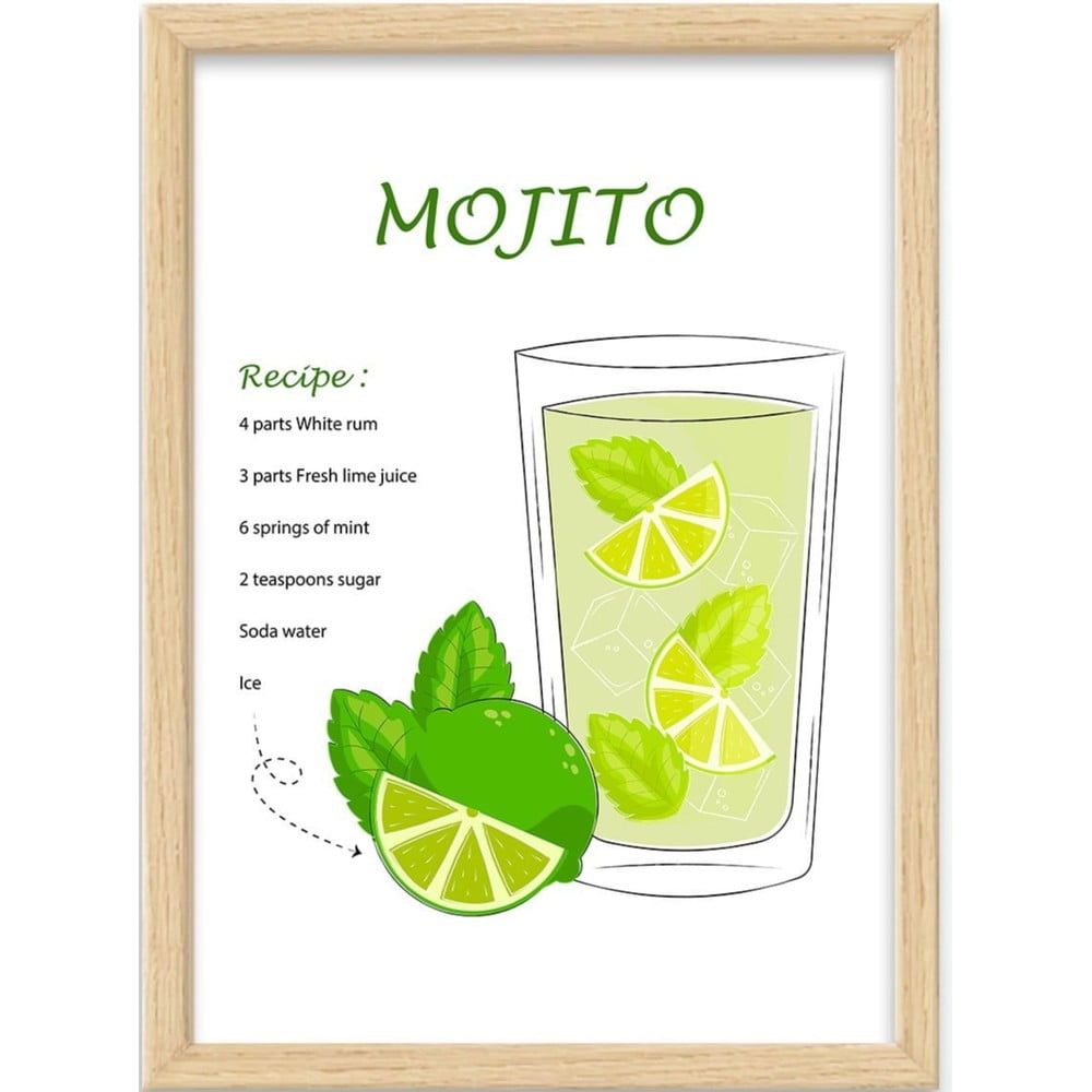 Plagát v ráme 40x55 cm Mojito – Wallity