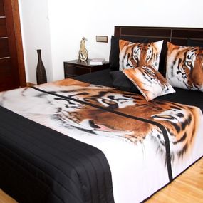 DomTextilu Prehozy na postele čiernej farby s tigrom Šírka: 220 cm | Dĺžka: 240 cm 3523-131077