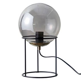 Dyberg Larsen Moon stolná lampa sklenená guľa dym, Obývacia izba / jedáleň, sklo, kov, E27, 40W, K: 34cm