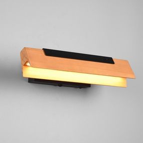 TRIO 241670132 KERALA nástenné svietidlo s vypínačom SMD LED 9W/1100lm 3000K čierna matná, drevo, switchdimmer