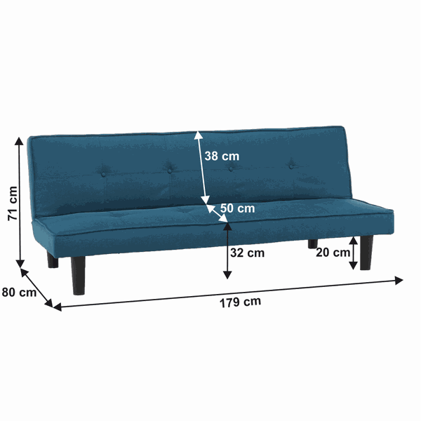 Rozkladacia pohovka, tyrkysová/čierna, ZELDA NEW