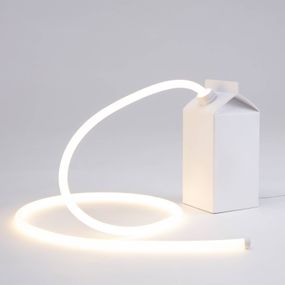 SELETTI Stolová lampa Daily Glow ako kartón od mlieka, Obývacia izba / jedáleň, syntetická živica, 3.6W, P: 9.5 cm, L: 9.5 cm, K: 21.5cm