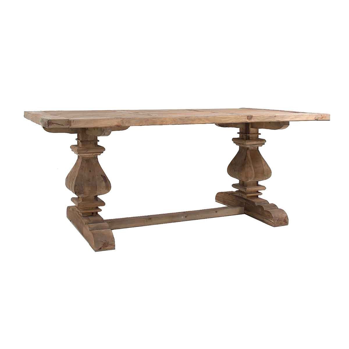 Estila Vidiecky jedálenský stôl Komani z masívneho dreva prírodnej hnedej farby s vyrezávanými nohami 200cm